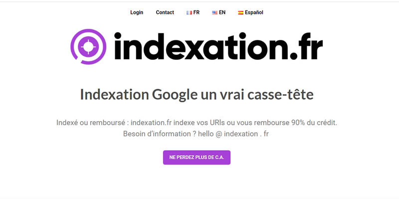 Interface de l'outil Indexation.fr