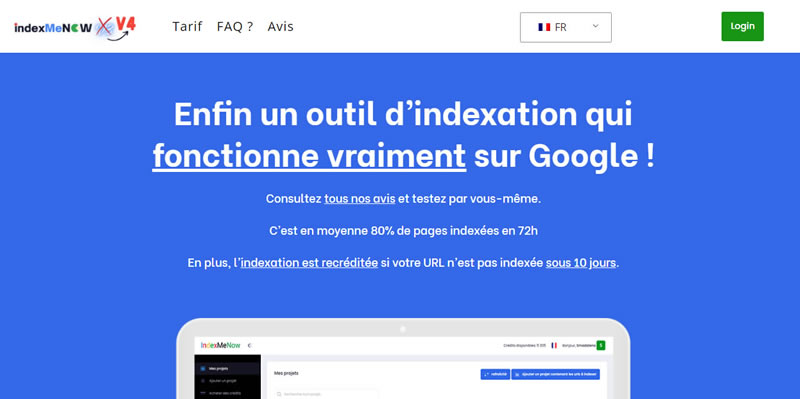 Outil IndexMeNow pour indexation rapide