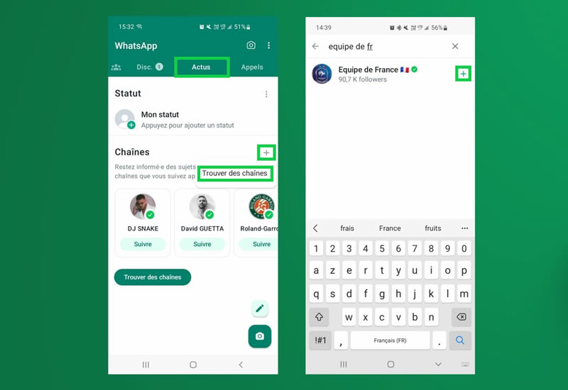 Création ou rejoindre une chaîne WhatsApp