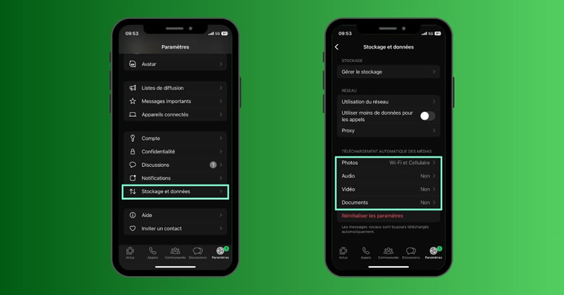 Désactivation du téléchargement automatique des médias sur WhatsApp